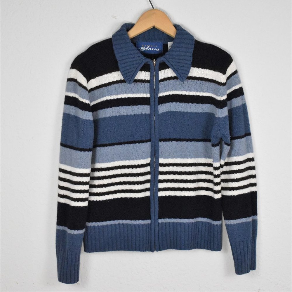 90s Express Bleus Knit Zip Up Sweater Large